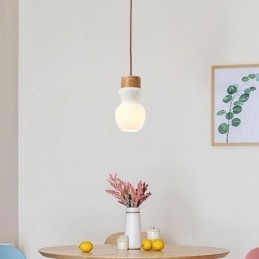Japansk Trä Hänglampa Glas Vattenkokare Hängande Ljus