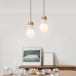 Japansk Trä Hänglampa Glas Vattenkokare Hängande Ljus