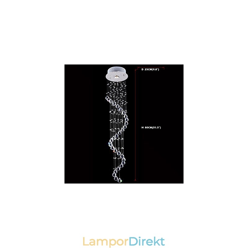 Kristall Taklampa Ljuskrona Belysning 1 Ljus Silver Canpoy Klar K9 Crystal Helix Taklampor H80Cm