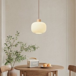Japansk Trä Hänglampa Glaslykta Hängande Ljus