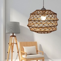 Modern Pastoral Hänglampa Kreativ Rotting Hänglampa Med Vikbar Lampskärm