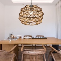 Modern Pastoral Hänglampa Kreativ Rotting Hänglampa Med Vikbar Lampskärm