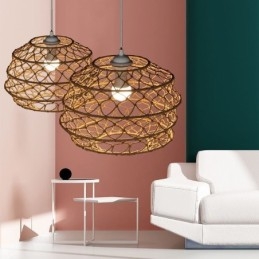 Modern Pastoral Hänglampa Kreativ Rotting Hänglampa Med Vikbar Lampskärm