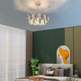 European Iron Pendel Light Creative Glass Leaf Chandelier