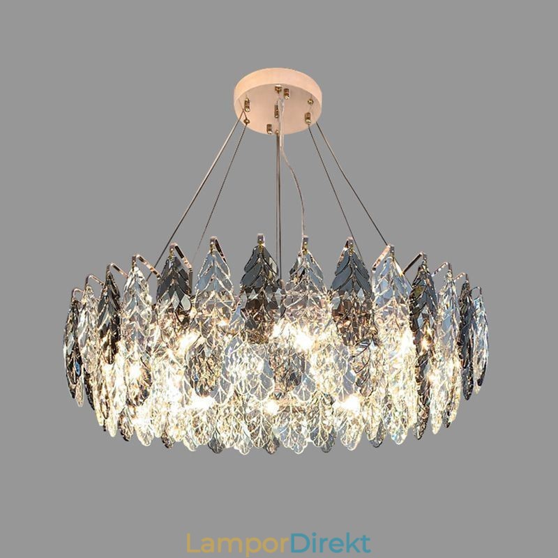 European Iron Pendel Light Creative Glass Leaf Chandelier