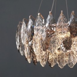 European Iron Pendel Light Creative Glass Leaf Chandelier