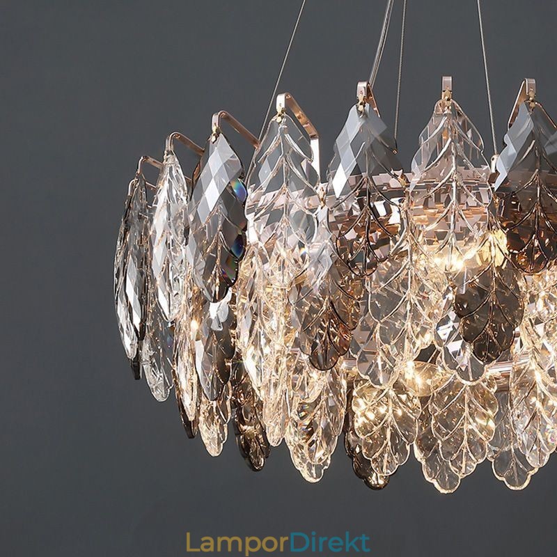 European Iron Pendel Light Creative Glass Leaf Chandelier