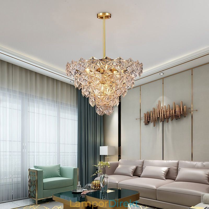 Europeisk Glas Taklampa Modern Konformad Ljuskrona