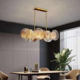 Modern Spark Disc Ljuskrona Fyrverkeri Glas Pendel Lampa Heminredning Belysning