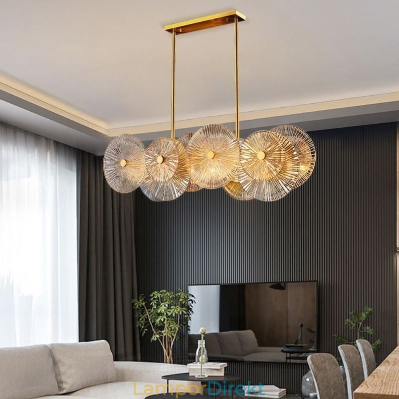Modern Spark Disc Ljuskrona Fyrverkeri Glas Pendel Lampa Heminredning Belysning