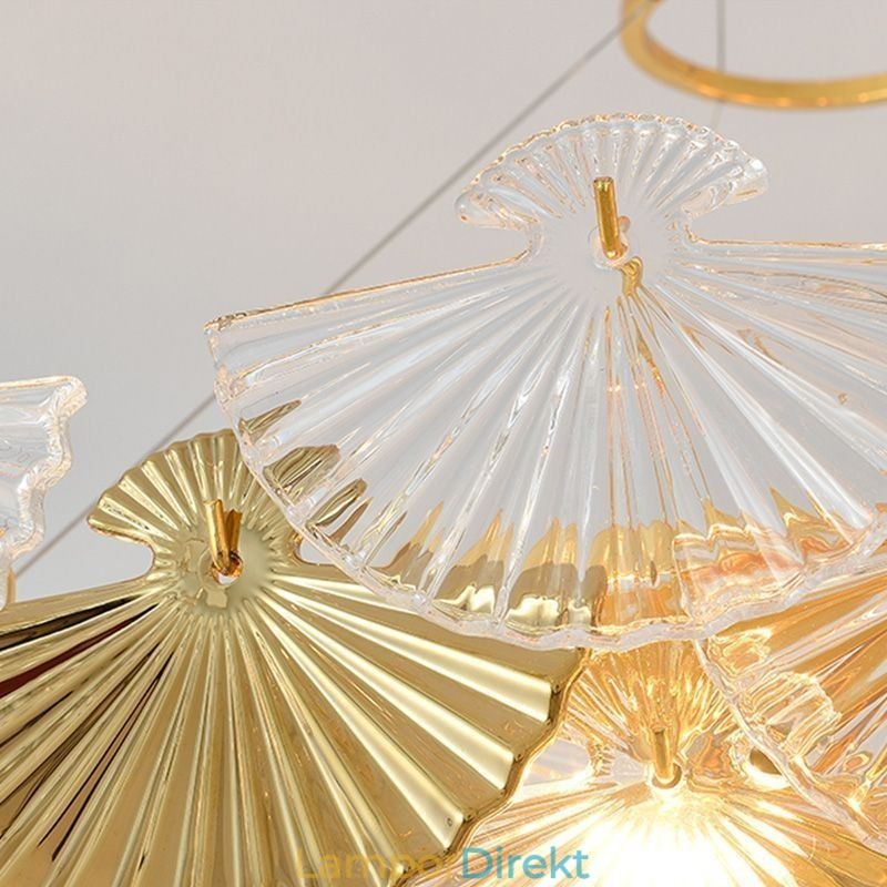 Europeiskt Glas Hängande Ljus Fläktformad Konstkrona