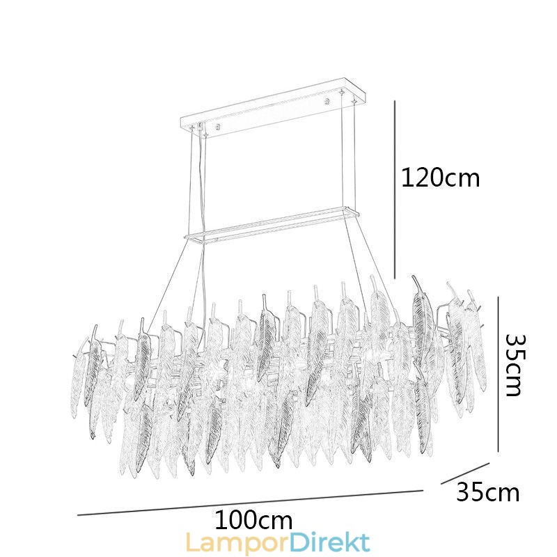 Konstnärlig Glaskrona Fjäder Ovalt Taklampa