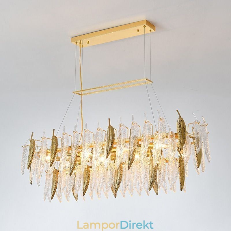 Konstnärlig Glaskrona Fjäder Ovalt Taklampa
