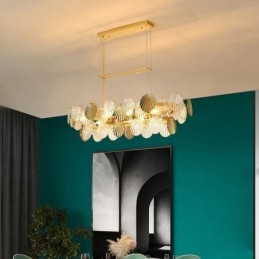 Lyxig Glasljuskrona Modelampa Skalform Glas Hängande Lampa