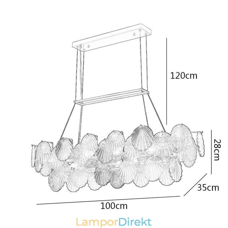 Lyxig Glasljuskrona Modelampa Skalform Glas Hängande Lampa