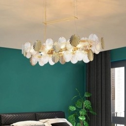 Lyxig Glasljuskrona Modelampa Skalform Glas Hängande Lampa