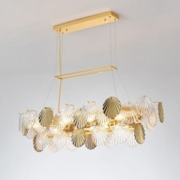 Lyxig Glasljuskrona Modelampa Skalform Glas Hängande Lampa