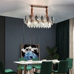 European Iron Pendel Light Creative Leaf Glass Chandelier
