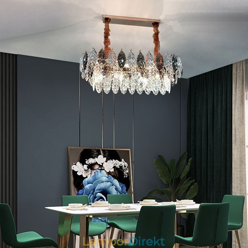 European Iron Pendel Light Creative Leaf Glass Chandelier