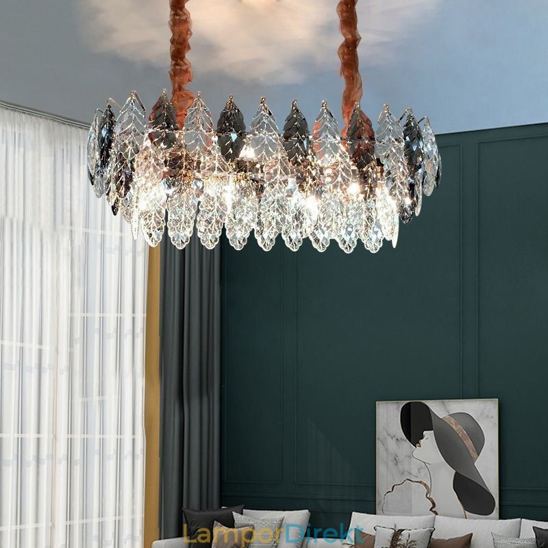 European Iron Pendel Light Creative Leaf Glass Chandelier