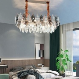 European Iron Pendel Light Creative Leaf Glass Chandelier