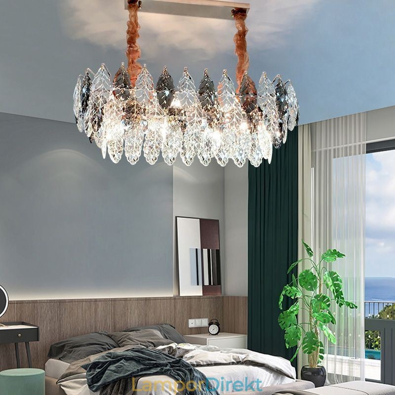 European Iron Pendel Light Creative Leaf Glass Chandelier