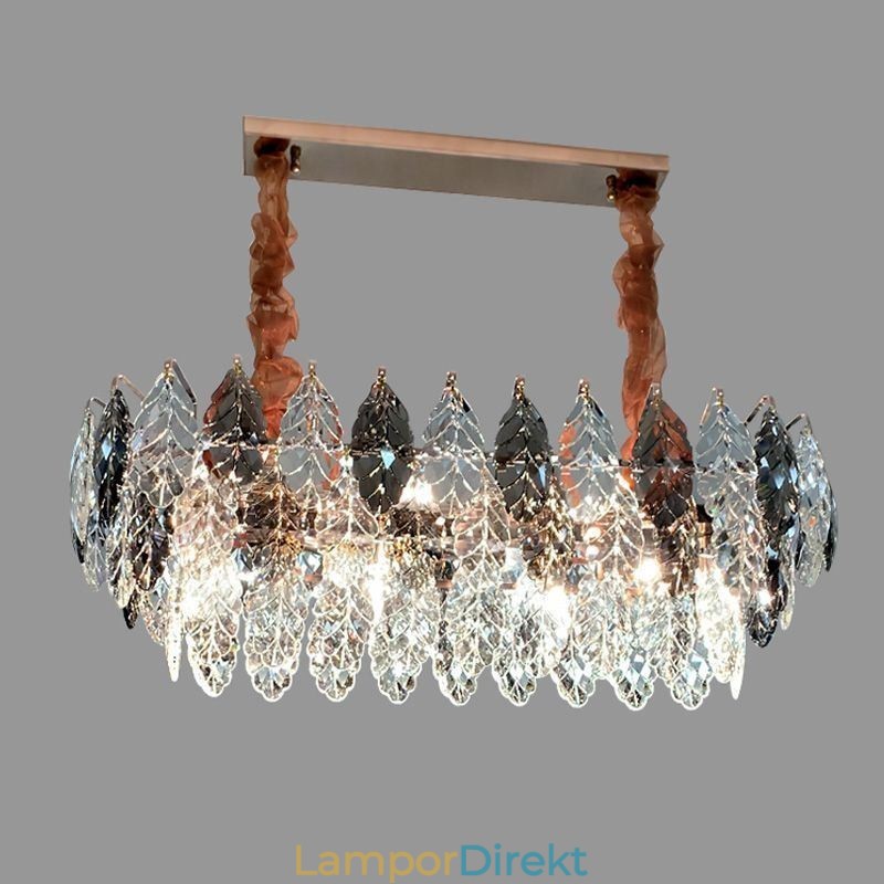 European Iron Pendel Light Creative Leaf Glass Chandelier