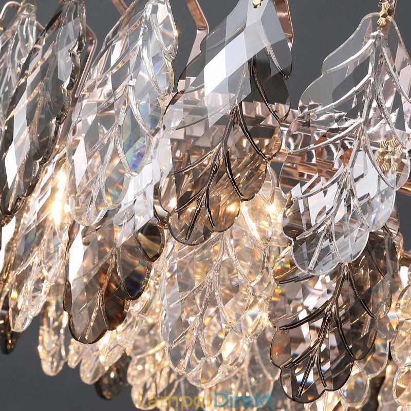 European Iron Pendel Light Creative Leaf Glass Chandelier