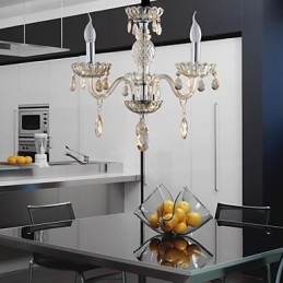 3 Ljus Palatsstilen Ljuskrona Av Glas Med Ljusglödlampa