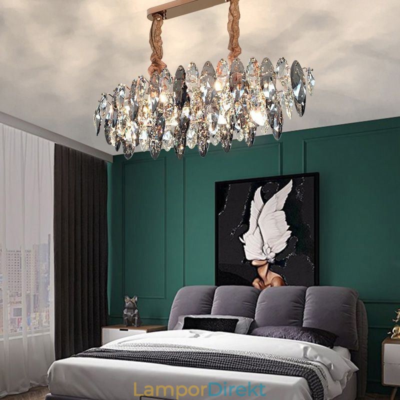 Ljus Lyx Pendellampa Heminredning Glas Ljuskrona Living