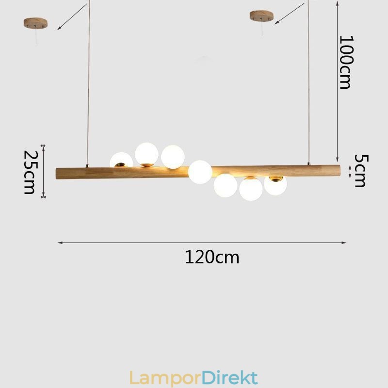 Magic Bean Pendel Light Wood Strip Hänglampa