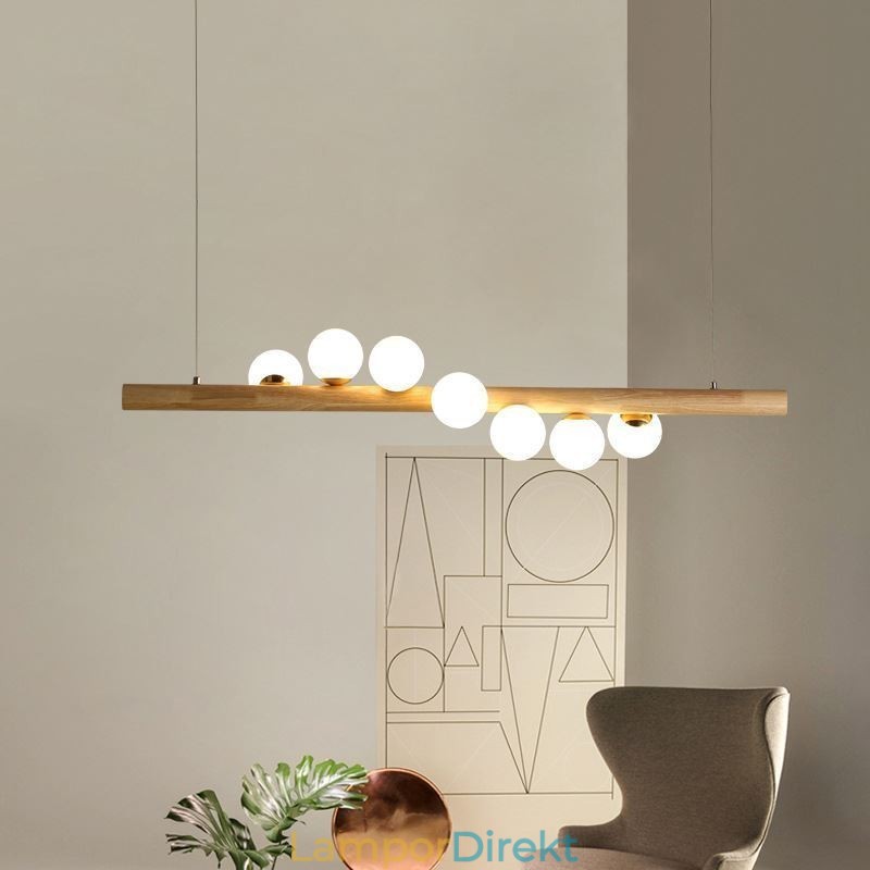 Magic Bean Pendel Light Wood Strip Hänglampa