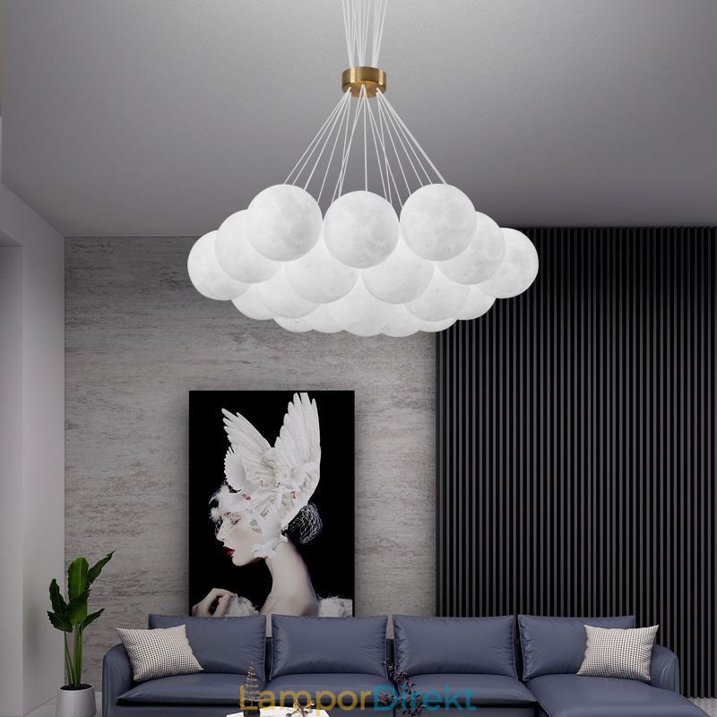 Moon Bubble Chandelier Modern 3D Print Balls Pendel Lampa