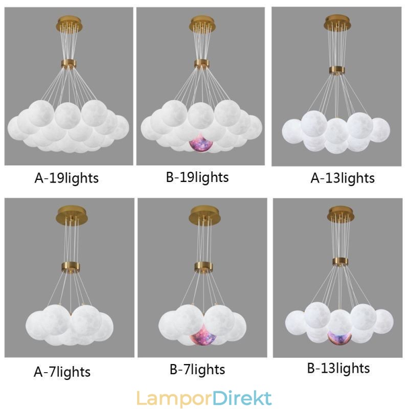 Moon Bubble Chandelier Modern 3D Print Balls Pendel Lampa