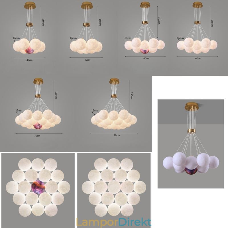 Moon Bubble Chandelier Modern 3D Print Balls Pendel Lampa