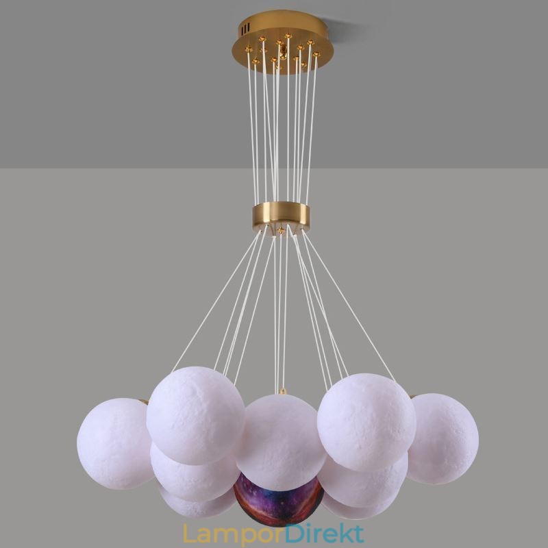 Moon Bubble Chandelier Modern 3D Print Balls Pendel Lampa