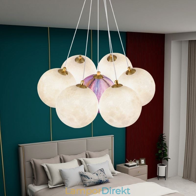 Moon Bubble Chandelier Modern 3D Print Balls Pendel Lampa