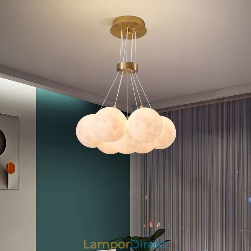 Moon Bubble Chandelier Modern 3D Print Balls Pendel Lampa