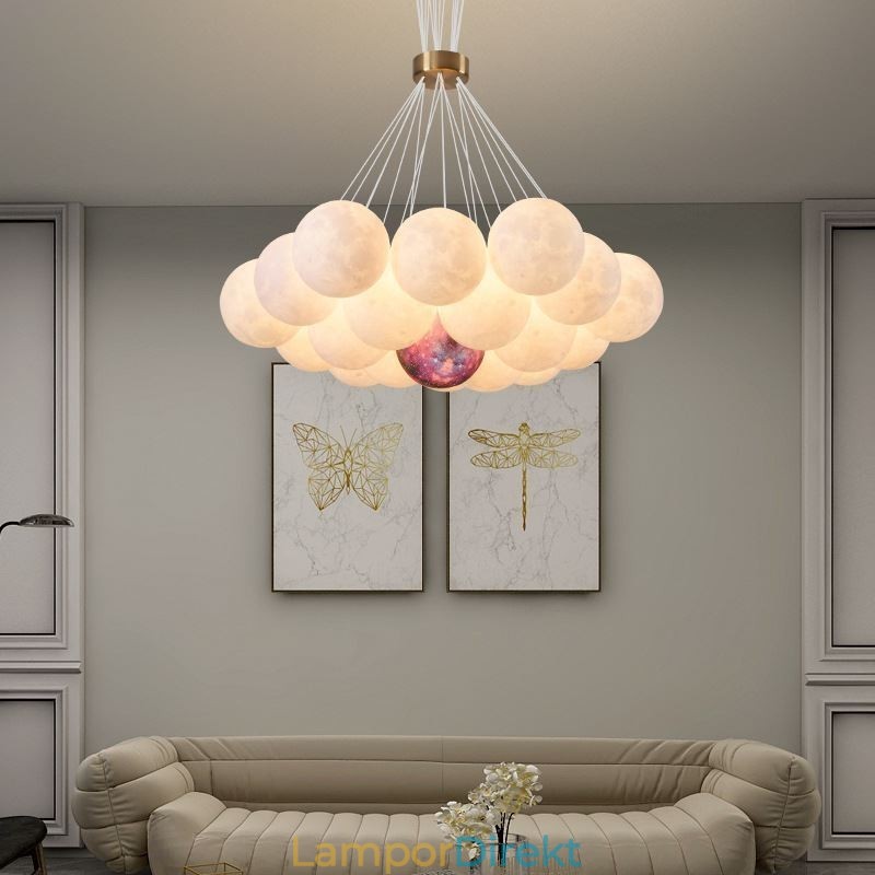 Moon Bubble Chandelier Modern 3D Print Balls Pendel Lampa