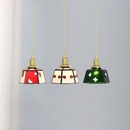 Färgglada Glas Taklampa Japansk Stil Retro Dekorativ Sänglampa Hängande Ljus