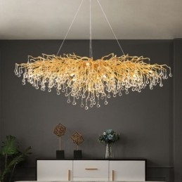 Lyxig Kristallkrona Guld Modern Takhängande Lampa Matsal