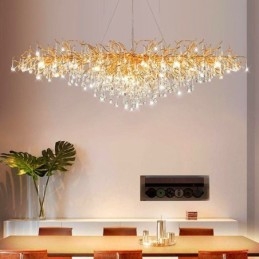 Lyxig Kristallkrona Guld Modern Takhängande Lampa Matsal