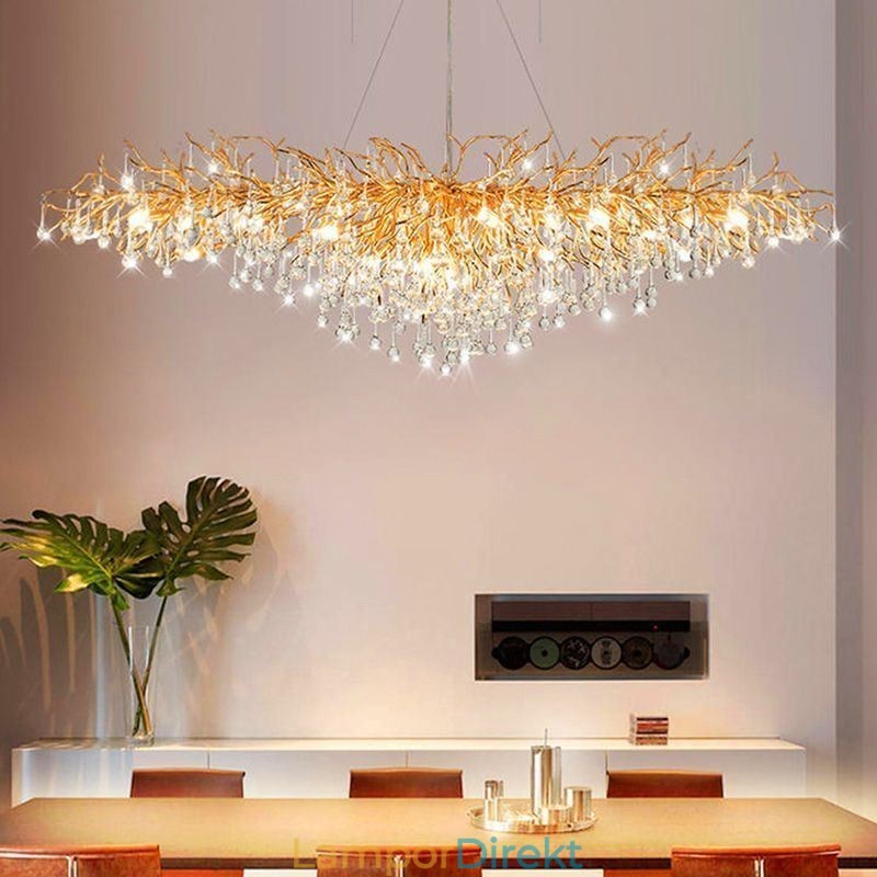 Lyxig Kristallkrona Guld Modern Takhängande Lampa Matsal