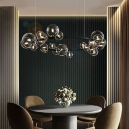 Modern Kreativ Metall Ljuskrona Transparent Glas Bubbla Lampa