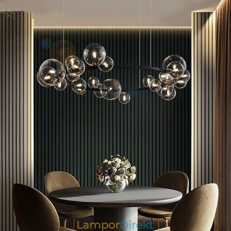 Modern Kreativ Metall Ljuskrona Transparent Glas Bubbla Lampa