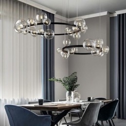 Modern Kreativ Metall Ljuskrona Transparent Glas Bubbla Lampa