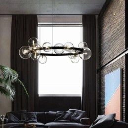 Modern Kreativ Metall Ljuskrona Transparent Glas Bubbla Lampa