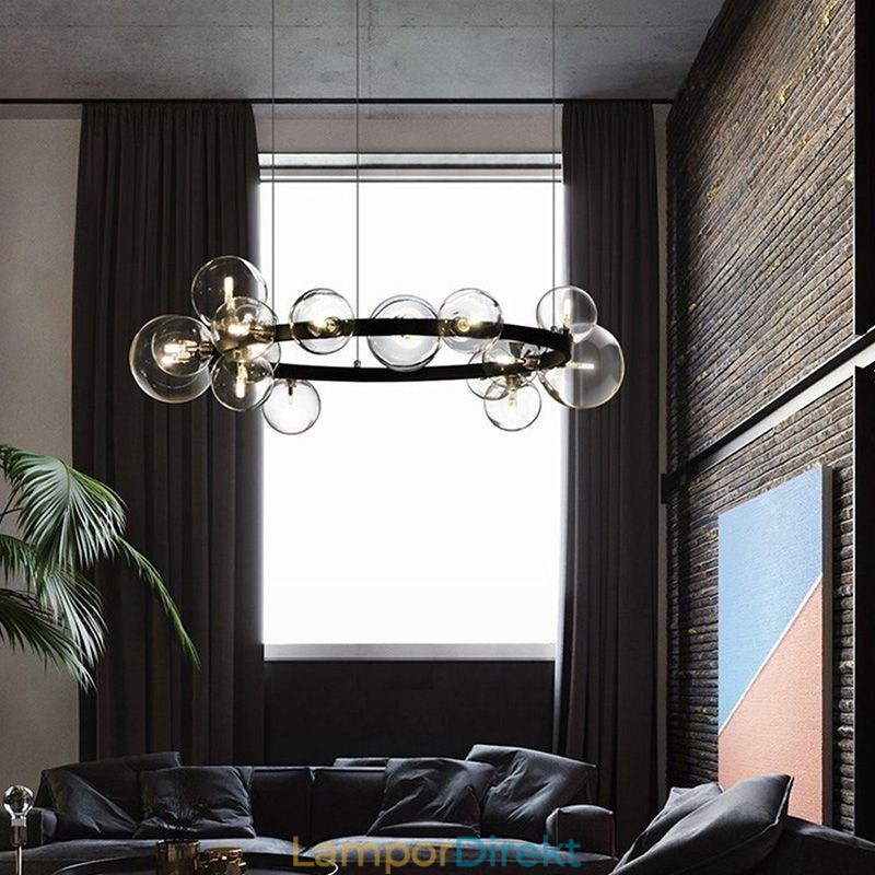 Modern Kreativ Metall Ljuskrona Transparent Glas Bubbla Lampa