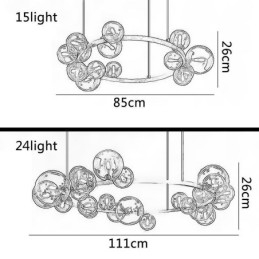 Modern Kreativ Metall Ljuskrona Transparent Glas Bubbla Lampa