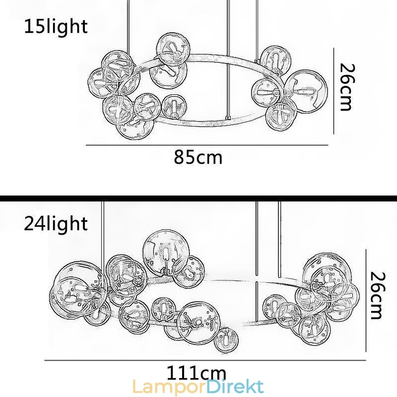 Modern Kreativ Metall Ljuskrona Transparent Glas Bubbla Lampa